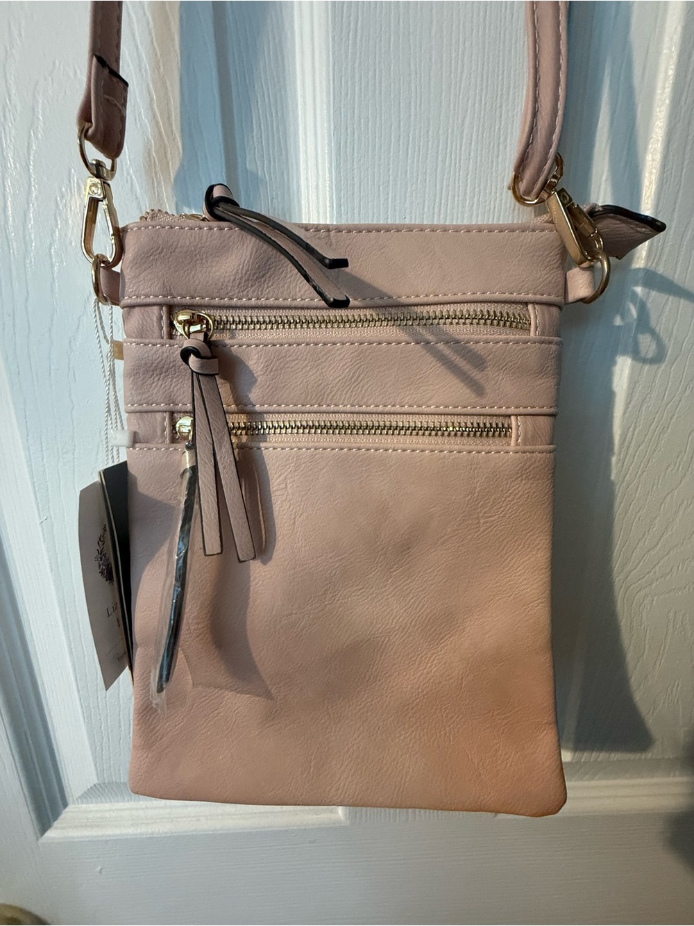 Women's Crossbody Bag in Blush Pink - Minimalist Leather Style